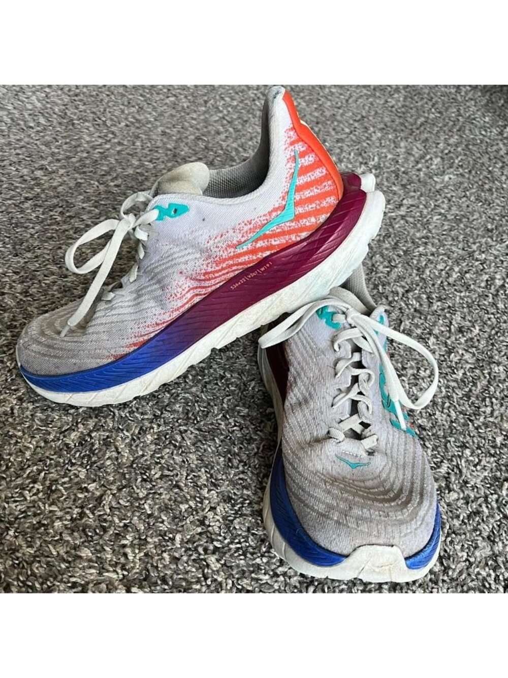 Hoka Women's Mach 5 Gray Orange Size 9 Running Shoes Lifestyle Trail Cushion Gym